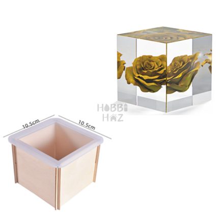 KOCKA TÖMB MÉLY SZILIKONFORMA, FA ZSALUVAL - 10,5cm